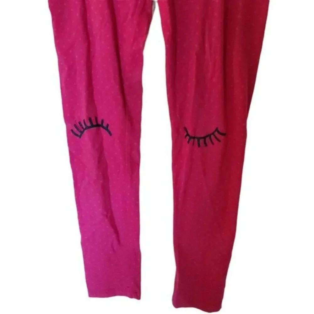 Gymboree Cosmic Club Pink Polka‎ Dot Eyelash Leggings size 10 12 Years Kids Girl
